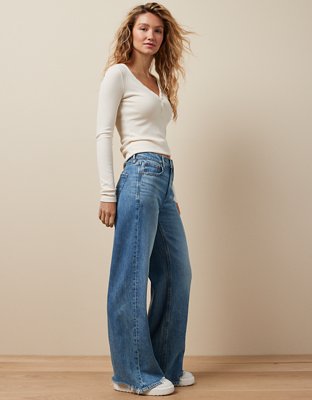 AE Dreamy Drape Stretch Curvy Super High-Rise Baggy Wide-Leg Jean