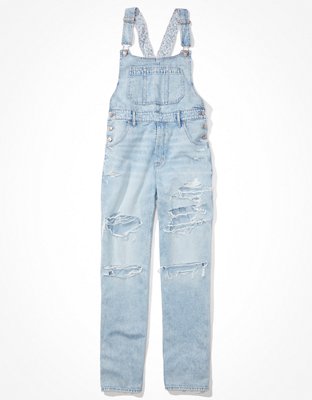 AE Dreamy Drape Ripped Denim Baggy Overall