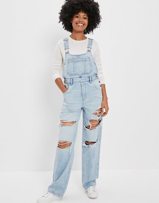 AE Dreamy Drape Ripped Denim Baggy Overall