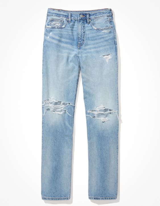 AE Low-Rise Baggy Straight Jean con rasgados