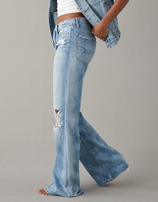 AE Dreamy Drape Ripped Low-Rise Baggy Flare Jean