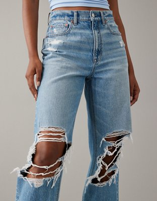 AE Strigid Highest Waist Baggy Straight Jean con rasgados