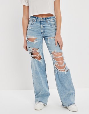 AE Dreamy Drape Ripped Super High-Waisted Baggy Wide-Leg Jean