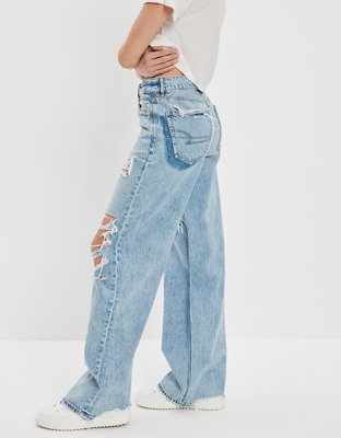 AE Dreamy Drape Ripped Super High-Waisted Baggy Wide-Leg Jean
