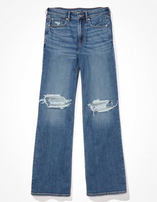 AE Dreamy Drape Stretch Ripped Super High-Waisted Baggy Wide-Leg Jean