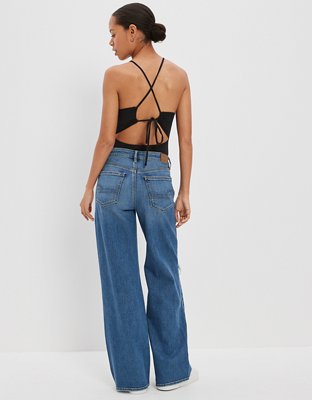 AE Dreamy Drape Stretch Ripped Super High-Waisted Baggy Wide-Leg Jean