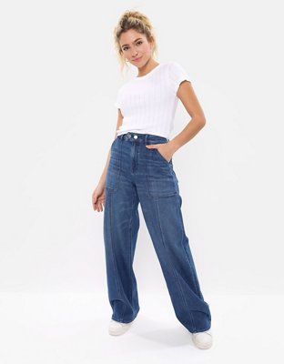 AE Dreamy Drape Stretch Super High-Waisted Baggy Wide-Leg Jean