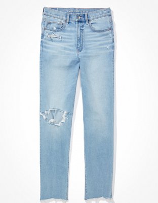 AE Stretch Ripped Highest Waist Baggy Straight Jean