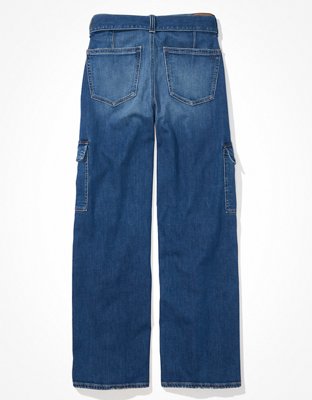 AE Dreamy Drape Stretch Super High-Waisted Cargo Baggy Wide-Leg Jean