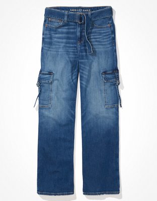 AE Dreamy Drape Stretch Super High-Waisted Cargo Baggy Wide-Leg Jean