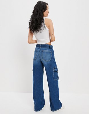 Женские джинсы American Eagle AE Dreamy Drape Stretch Super High-Waisted Cargo Baggy Wide-Leg Jean — фото 2