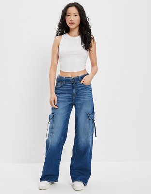 AE Dreamy Drape Stretch Cargo Super High-Waisted Baggy Wide