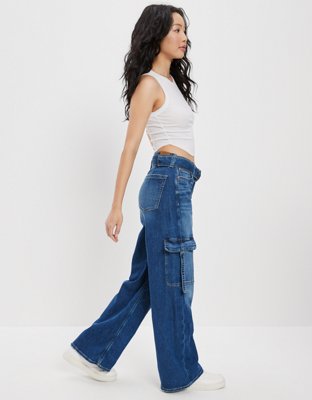 AE Dreamy Drape Stretch Super High-Waisted Cargo Baggy Wide-Leg Jean