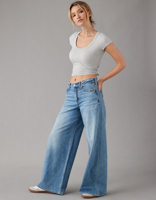 Женские джинсы American Eagle AE Dreamy Drape Baggy Ultra Wide-Leg Super High-Waisted Jean — фото 4