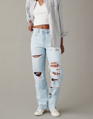 High Waisted Distressed Baggy Jeans Without Bag