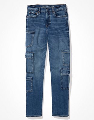 AE Stretch Super High-Waisted Baggy Straight Cargo Jean