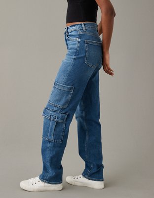 AE Stretch Super High-Waisted Baggy Straight Cargo Jean