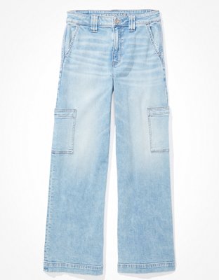 AE Dreamy Drape Stretch Super High-Waisted Cargo Baggy Wide-Leg Jean