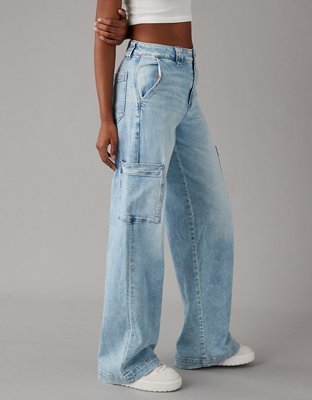 AE Dreamy Drape Stretch Super High-Waisted Cargo Baggy Wide-Leg Jean