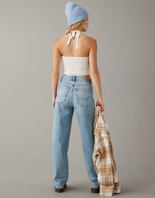 AE Strigid Super High-Waisted Baggy Straight Embellished Jean