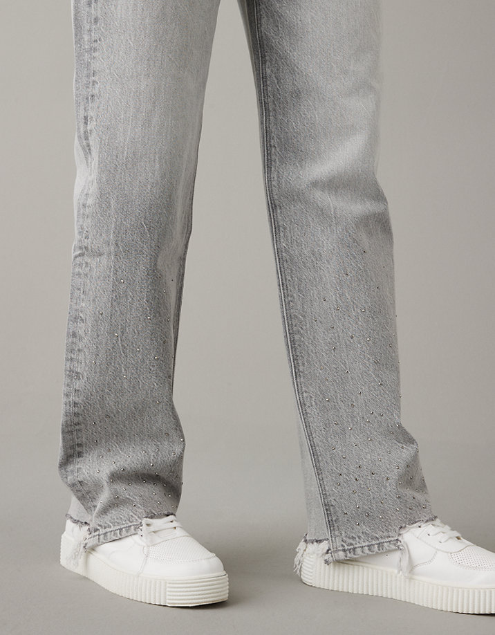 AE Strigid Super High-Waisted Baggy Straight Embellished Jean