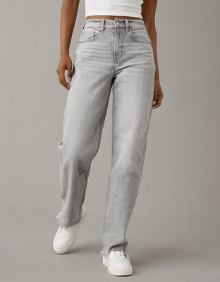 AE Strigid Super High-Waisted Ripped Ankle Straight Jean