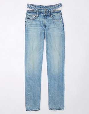 AE Strigid Super High-Waisted Baggy Straight Cut-Out Jean