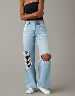 Extra High-Waisted Wide-Leg Light-Wash Jeans for Women