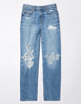 Topanga 90's Ripped Straight Leg Jeans - Medium Wash