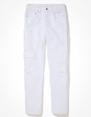 Buy AE Stretch Super High-Waisted Baggy Straight Cargo Jean online