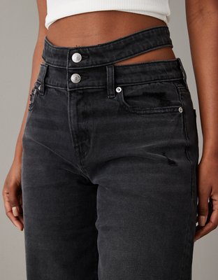 Cut Out High Waist Jeans - Blue