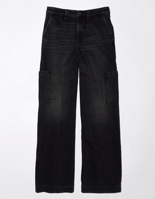 Women Wide Leg Jeans: Black Cargo – BLUELOCKINDIA