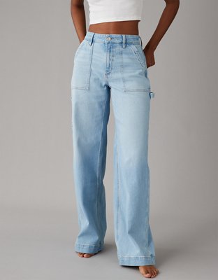Akivide Womens High Waisted Baggy Cargo Jeans Loose Straight Wide Leg Y2K Cargo  Denim Pants Blue at  Women's Jeans store