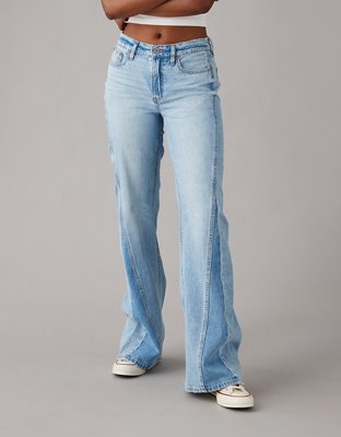 AE Dreamy Drape Ripped Low-Rise Baggy Flare Jean