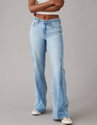 Capreze Women Buttoned Bootcut Jeans Casual Flare Denim Pants Bell Bottom  Jeans with Pockets Light Blue XL 