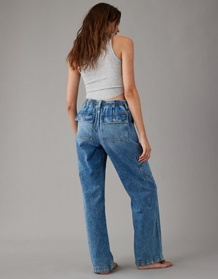 AE Dreamy Drape Strigid Ripped Low-Rise Baggy Flare Jean