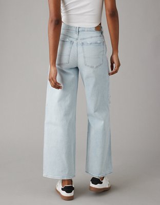 AE Strigid Super High-Waisted Baggy Wide-Leg Ripped Ankle Jean