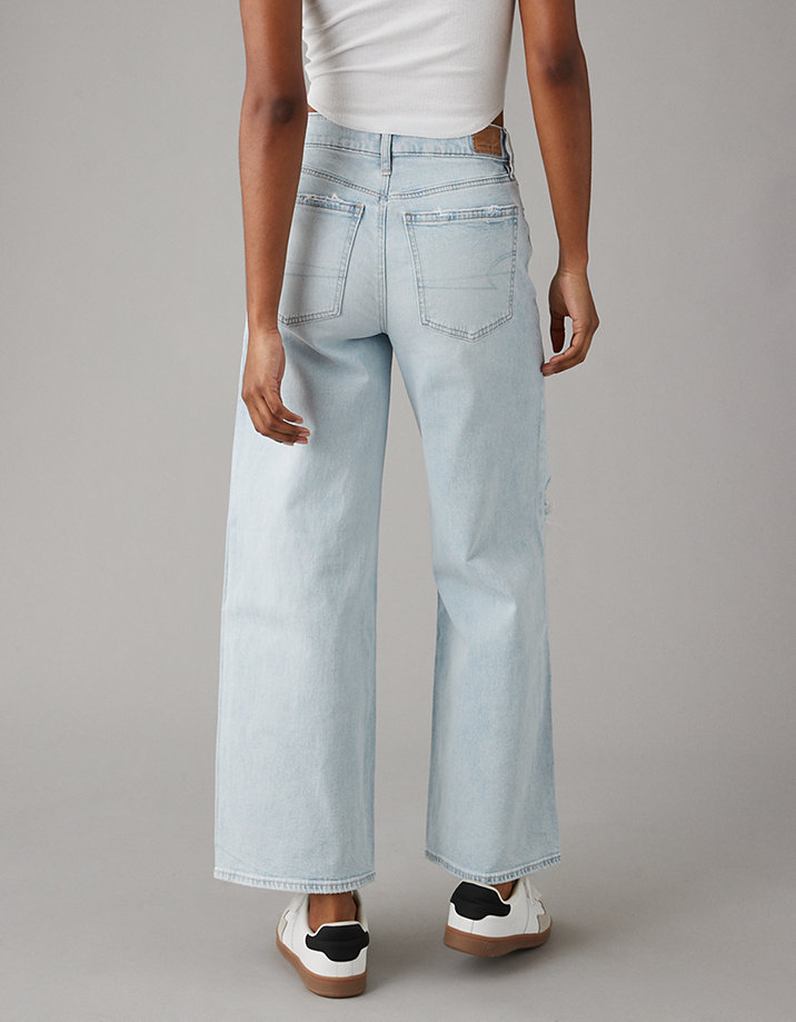 AE Strigid Super High-Waisted Baggy Wide-Leg Ripped Ankle Jean