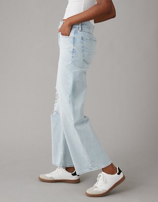 AE Strigid Ripped Super High-Waisted Baggy Wide-Leg Ankle Jean