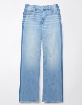 AE Dreamy Drape Stretch Side Stripe Super High Waisted Baggy Wide Leg Jean