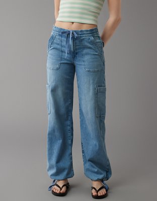 Женские джинсы American Eagle AE Dreamy Drape Stretch High-Waisted Baggy Cargo Jogger Jean — фото 6