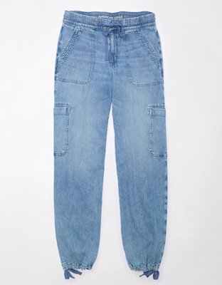 Женские джинсы American Eagle AE Dreamy Drape Stretch High-Waisted Baggy Cargo Jogger Jean — фото 3
