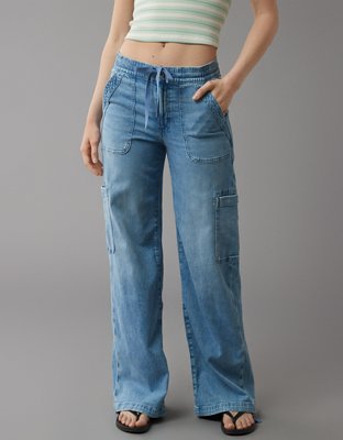 AE Dreamy Drape Stretch High-Waisted Baggy Cargo Jogger Jean