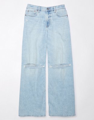 AE Dreamy Drape Stretch Baggy Ultra Wide-Leg Super High-Waisted  Ripped Jean