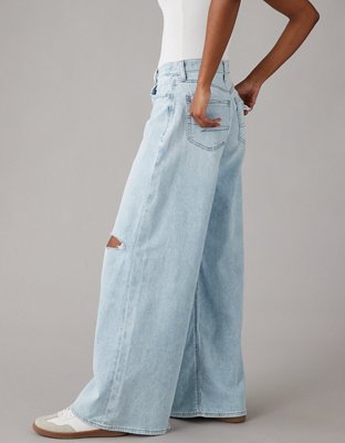 AE Dreamy Drape Ripped Low-Rise Baggy Flare Jean