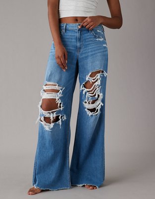 AE Dreamy Drape Ripped Ultra Wide-Leg Super High-Waisted Jean