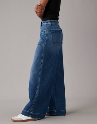 Women's Button Bells High Rise Extra Stretch Two Tone Jeans