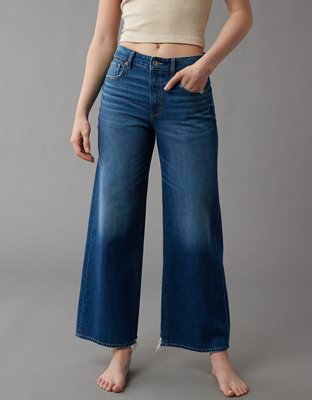 Super High Waisted Medium Wash Baggy Wide Leg Jeans