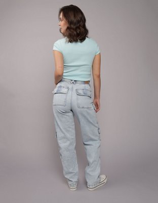 AE Stretch Super High-Waisted Baggy Straight Cargo Jean