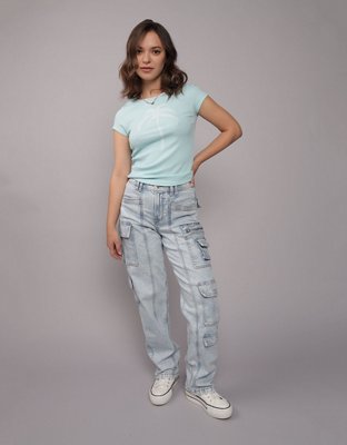 AE Stretch Super High-Waisted Baggy Straight Cargo Jean